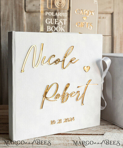 FOTOALBUM/ FOTOBOX Polaroid-Fotoalbum mit Schreibfläche Samt Polaroid-Fotoalbum mit Schreibfläche, Hochzeitsalbum Samt mit Spiegel-Goldschriftzug, personalisiertes Foto-Gästebuch, Instax-Hochzeitsbuch, Fotoautomaten-Album