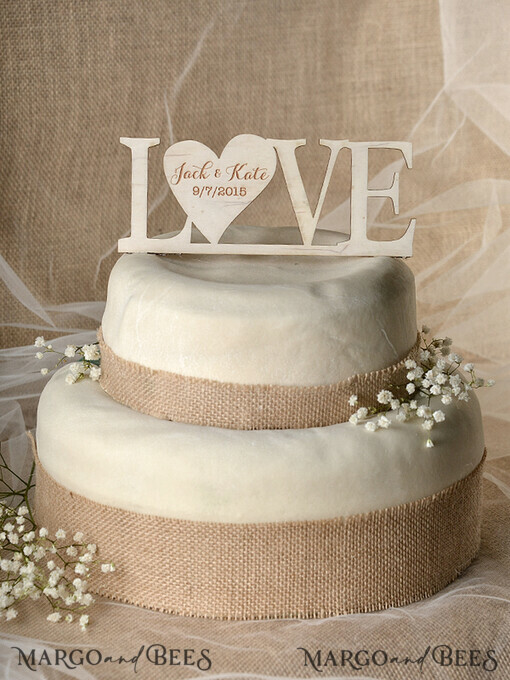 TORTENDEKORATION  
 RUSTIKAL  
 Hochzeitstorte Topper, vintage