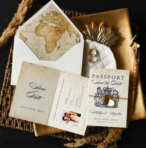 DATEN MERKEN Strand-Reise-Magnete Personalisierte Save the Date Karte für den Reisepass, Reisehochzeit Save The Dates, Hochzeit Destination Save The Date Karten