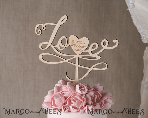 TORTENDEKORATION  
 Holz Hochzeitstorte Topper, Holz Kuchen Topper