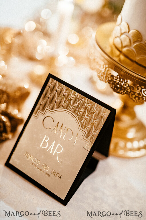 TISCHDEKORATIONSCHILDER   Glitzer Art Deco Hochzeits Tischnummer, Luxus Gold und Schwarz Dessert Tischschild, Glamour Hochzeits Tischkarten, Great Gatsby Stil elegante Hochzeitsdekoration, Hochzeitsbeschilderung