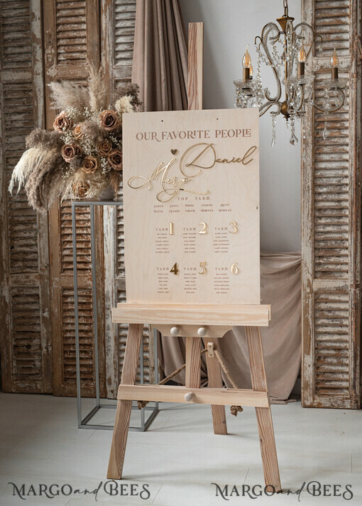 TISCHPLÄNE UND WILLKOMMENSCHILDER FÜR HOCHZEITEN rustikal rustikales Hochzeits-Tischplan, modernes Sitzplan aus Holz und Gold, 3D elegantes Finde deinen Platz - Sitzplan, Boho Hochzeits-Tischplan, Hochzeitsdekoration mit goldenen Buchstaben - goldenes Empfangsschild - individuelles Zeremonieschild