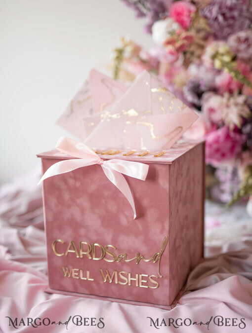 KARTONBOXEN  
 Acrylkartenbox Samtene blush-pinke Hochzeitswunschbrunnen Geldgeschenkkartenbox, personalisierte Hochzeitskartenbox, Luxus Kartenbox, Hochzeitskartenbox mit Deckel, Hochzeitsgeldbox, Hochzeitskartenbox.