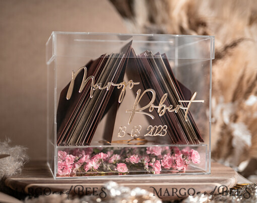 KARTONBOXEN  
 Acrylkartenbox Moderne klare Hochzeitswunschbrunnen Acryl Geldgeschenkkartenbox mit Regal für Blumen, personalisierte Hochzeitskartenbox, Acrylkartenbox, Hochzeitskartenbox mit Deckel, Hochzeitsgeldbox, Hochzeitskartenbox.