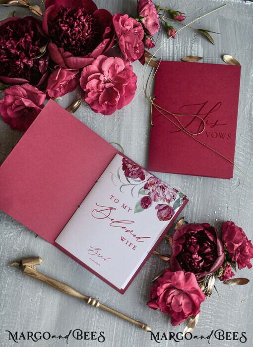 HOCHZEITSVERSPRECHEN  
 modern  
 Moderne Hochzeitsgelübde, personalisierte Hochzeitsgelübde-Heftchen, personalisierte Hochzeitsgelübde-Bücher, maßgeschneiderte Gelübdebücher, burgunderfarbene florale Hochzeitsgelübde-Bücher