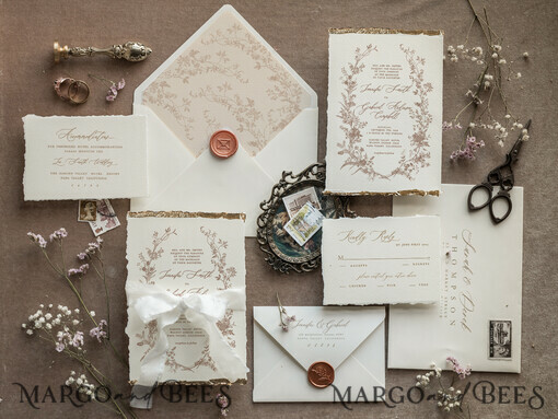PROBENNEHMESERVICE
 Muster
 Elfenbeinbeige florale Hochzeitsinvitation Muster, handgefertigtes Musterset, feine Kunst florale Hochzeitsinvitation, Wildblumen Einladungen Musterset