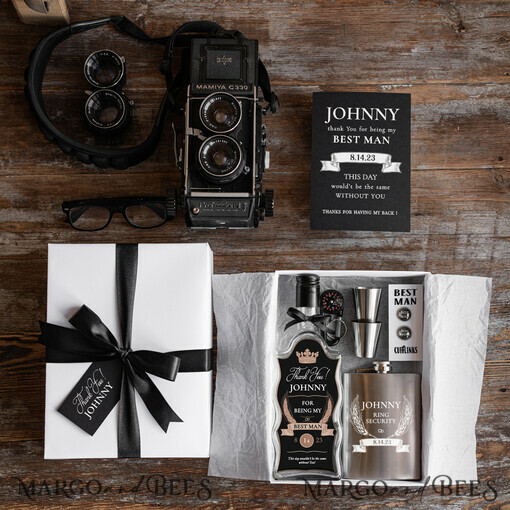 Brautjungfer/Trauzeuge Box BEST MAN DANKE Trauzeuge Dankeschön Geschenkkarton, personalisiertes Geschenk für den besten Mann, Whiskey Geschenk für den besten Mann