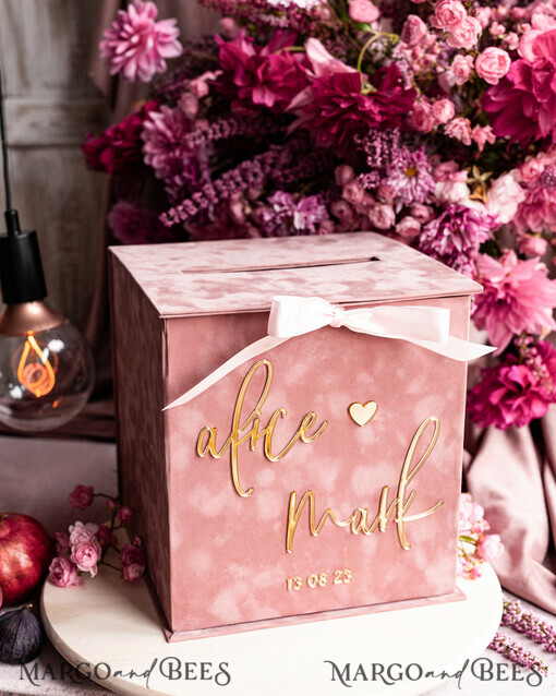 KARTONBOXEN  
 Samtkartenboxen Hochzeits-Wunschbrunnen-Kartenbox, Geschenkkartenbox, Samt-Rosa Hochzeits-Wunschbrunnen Geldgeschenkkartenbox, Personalisierte Hochzeitskartenbox, Luxuriöse Kartenbox, Hochzeitskartenbox mit Deckel, Hochzeitsgeldbox, Hochzeitskartenbox, BVpx3