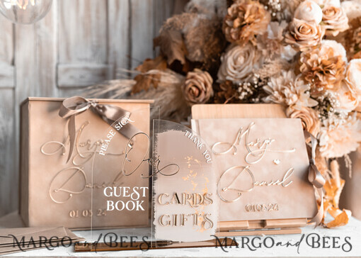 KARTONBOXEN  
 Samtkartenboxen Samtkartenbox Gästebuch & Schild, Hochzeitskartenbox mit Deckel, Sofort Instax Gästebuch, Beige Hochzeitsgeldbox Sing Gästebuch Set, Nude Kartenbox mit Schlitz und Karten und Geschenk Bogen Acrylschild Set
