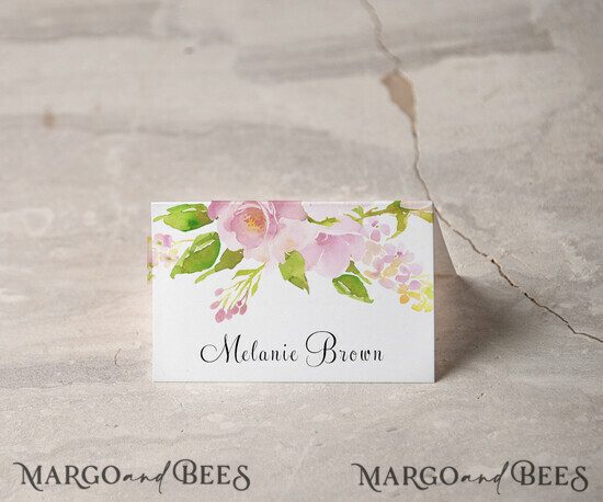 PLATZKARTEN / TISCHKARTEN  
 Boho Eleganz Bold Linie Romantische weiße Hochzeitsplatzkarten, zarte florale Grafik, modernes Design Hochzeitsnamensschilder, einzigartige Hochzeitsstationery, bearbeitbare Textanpassungskarten. 10/NOKal/w