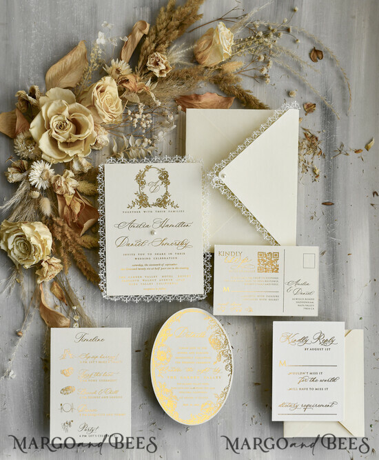 HOCHZEITS EINLADUNGEN vintage Spitze / rustikale Spitze Personalisierte Einladungen zur Goldenen Hochzeit Vintage Spitze Einladungen Elfenbein 01/laceSer/z