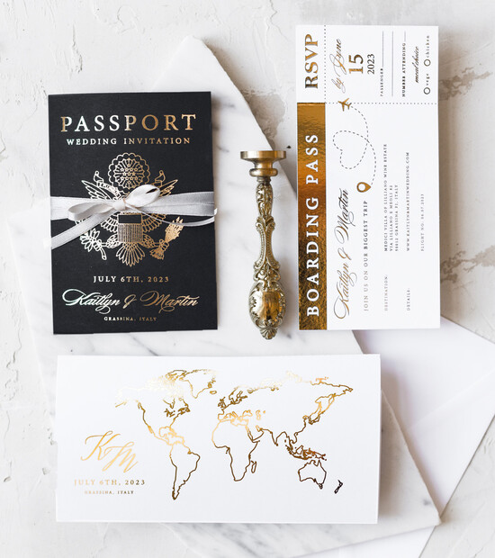 HOCHZEITS EINLADUNGEN Pass zur Liebe / Strandhochzeits-Einladungen Goldene Passagierhochzeitskarten, Karten zur Hochzeit mit Karte, Boarding-Pass, schwarze Passagierhochzeitskarten im Ausland, Einladungen zur Destination-Hochzeit, Reisekarten-Hochzeitspapeterie 12/passgold/z