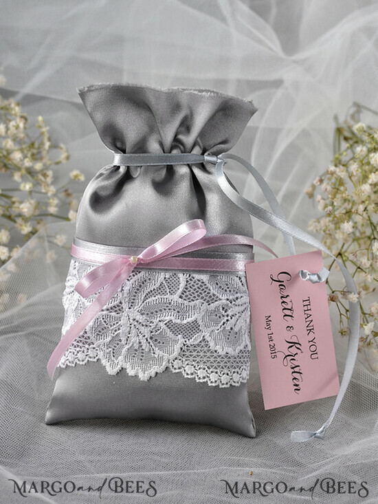 HOCHZEITSGESCHENKE Geschenktüten aus Satin und Spitze Hochzeitsgeschenk, Vintage Satin Tasche 10/st/bg