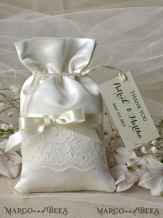 HOCHZEITSGESCHENKE Geschenktüten aus Satin und Spitze Hochzeitsgeschenke, Vintage Satinbeutel 23/st/bg