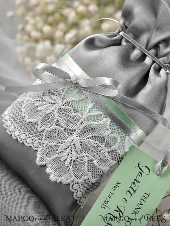 HOCHZEITSGESCHENKE Geschenktüten aus Satin und Spitze Hochzeitsgeschenke, Vintage Spitzen-Satinbeutel 26/st/bg