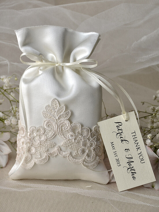 HOCHZEITSGESCHENKE Geschenktüten aus Satin und Spitze romantische Hochzeitsgeschenke, Saltin Spitze Taschen 30/st/bg