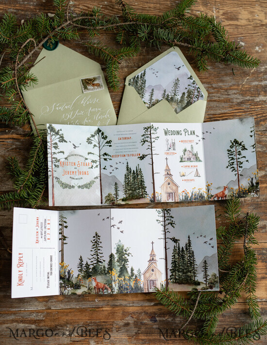 HOCHZEITS EINLADUNGEN Wald / Berge / Waldlandschaft Thema Waldstationär 1/woods/z
