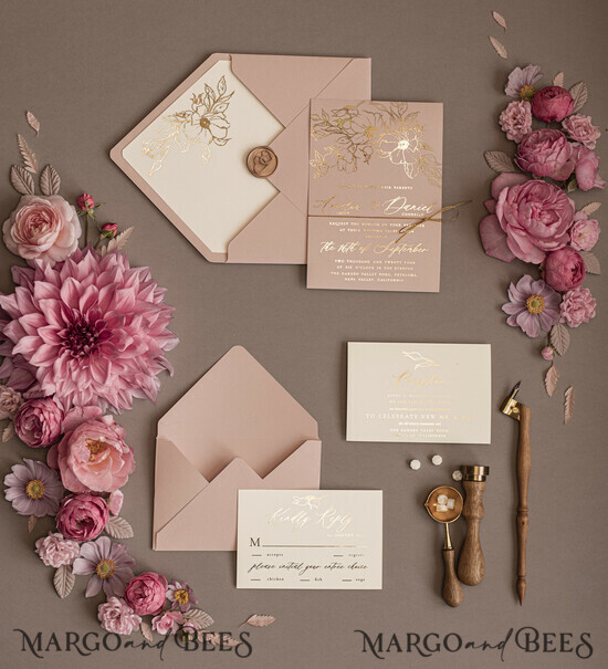 HOCHZEITS EINLADUNGEN Gold / Roségold / Silber / Glitzer Goldschimmer Hochzeiteinladungen, Blush Pink Glitter Hochzeitskarten, Glamour Goldene Hochzeitsinvitation Suite, Romantische erschwingliche Hochzeitsstationery 02/glamJ/z