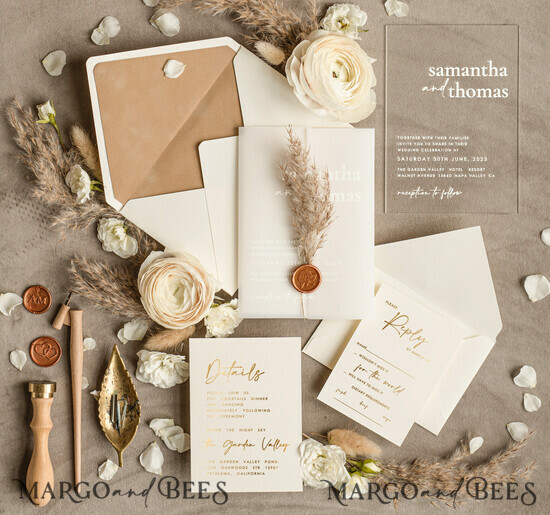 HOCHZEITS EINLADUNGEN Gold / Roségold / Silber / Glitzer Acryl Pampasgras Hochzeitseinladungen, Samt Nude Hochzeitseinladungen, Elegante Samt Hochzeitseinladungsreihe, Moderne Hochzeitseinladungen 01/ACNvelpampass/z