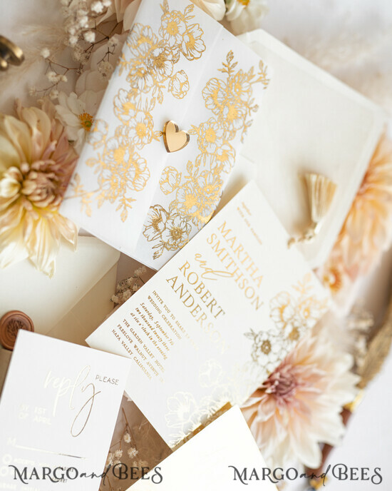 HOCHZEITS EINLADUNGEN Gold / Roségold / Silber / Glitzer Vllum Hochzeitskarten-Set, Boho Glam Hochzeitskarten, Golden Shine Hochzeitseinladungen, Elegante Goldene Hochzeitskarten 01/KalGplH/z