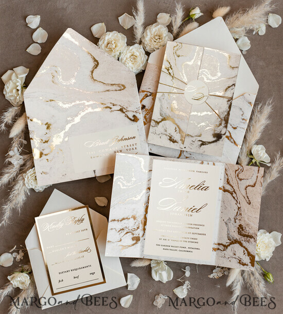 HOCHZEITS EINLADUNGEN Gold / Roségold / Silber / Glitzer Goldene Marmor-Hochzeitskarten, luxuriöses Goldfolien-Hochzeitseinladungset, Marmor-Glamour-Hochzeitseinladungssuite, elegante Hochzeitskarten Marmor 03/goldmar/z