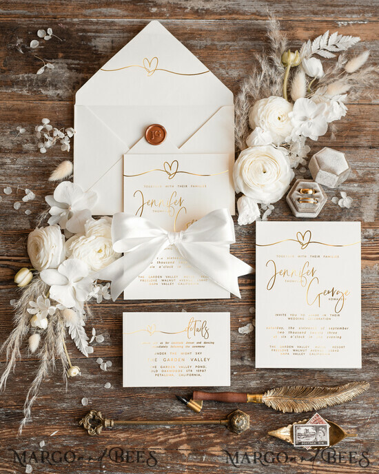 HOCHZEITS EINLADUNGEN Gold / Roségold / Silber / Glitzer Einfache Hochzeitseinladung, Glamour-Hochzeitseinladungen, Moderne Hochzeitseinladung Suite, Luxuriöse Hochzeitseinladungen 02/goldWS/z