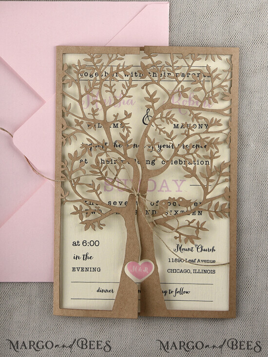 HOCHZEITS EINLADUNGEN lasergeschnitten / graviert / geprägt Laser-Cut Rustikale Hochzeits-Einladungset, Rustikale Hochzeits-Einladungen Baum, Rustikale Laser-Cut Baum Hochzeitskarten, Lebensbaum Einladungset. 01/Ltree/z