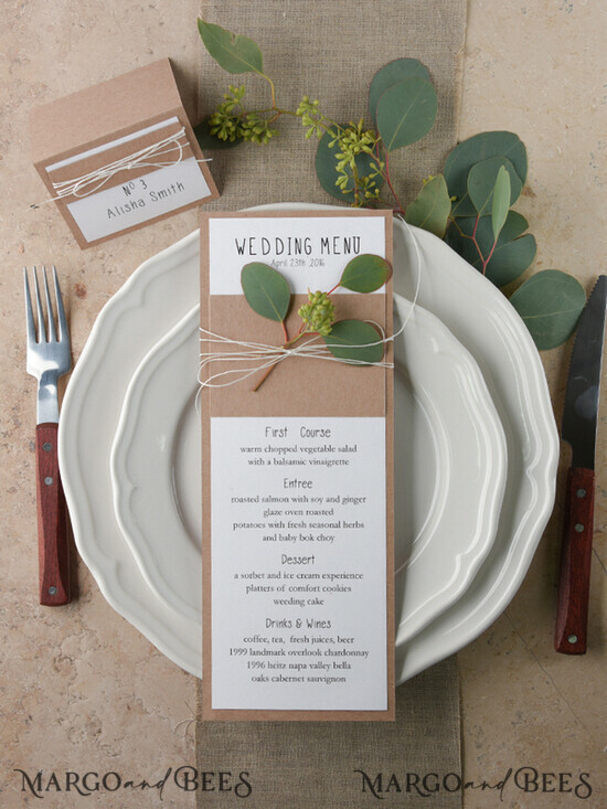 MENÜ & PROGRAMME  
 rustikal und Spitze Minimalistische weiße Hochzeitsmenüs, elegante rustikale Hochzeitsmenükarten, ästhetisches Hochzeitsdinner-Menü mit Schnur, modernes Hochzeitsmenü, zartes klassisches Hochzeitsmenü. 36/rus/M
