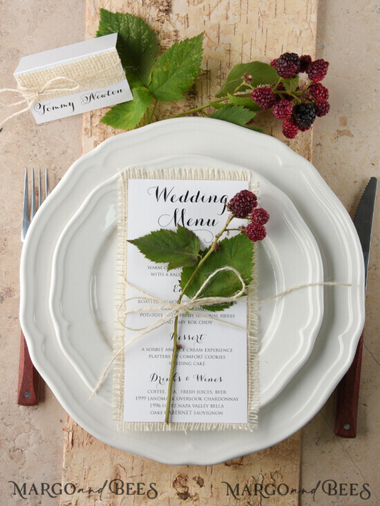 MENÜ & PROGRAMME  
 rustikal und Spitze Minimalistische weiße Hochzeitsmenüs, elegante rustikale Hochzeitsmenü-Karten, ästhetisches Hochzeitsdinner-Menü, modernes Hochzeitsmenü, zartes klassisches Hochzeitsmenü und Schnur. 41/rus/M