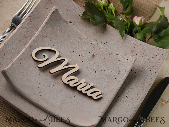 PLATZKARTEN / TISCHKARTEN  
 Acrylgold klar / Holz 3D Individuelle Hochzeits 3D Holz Platzkarten, rustikale Namens Holz Escort Karten, Boho Laser Cut Namenskarten, Laser Cut Gästennamen Hochzeitskarten, rustikale Hochzeitsplatzkarten 07/rus3D/w