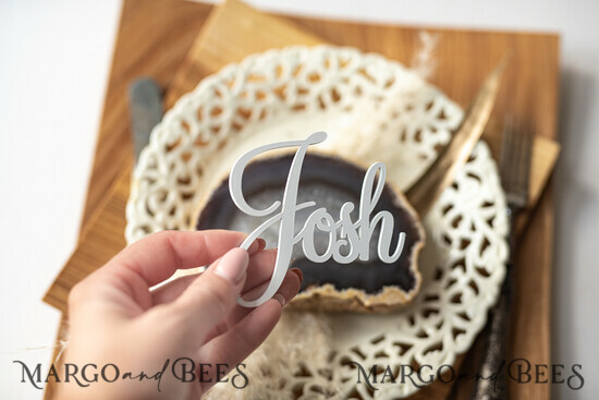 PLATZKARTEN / TISCHKARTEN  
 Acrylgold klar / Holz 3D Extra große Namenskarten, maßgeschneiderte elegante glänzende weiße Acrylplatzkarten, gravierte 3D-Namen Premium Luxus Sitzkarte, editierbare Text-Acryl-Eskortkarte. 100/rus3D/wPXL