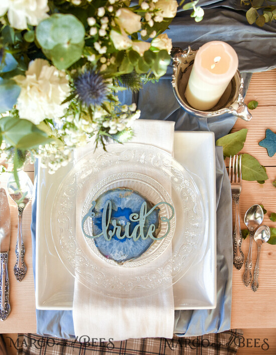 PLATZKARTEN / TISCHKARTEN  
 Acrylgold klar / Holz 3D Benutzerdefinierte Hochzeit 3D Holzplatzkarten, rustikale Namens-Holz-Eskortkarten, Boho Lasergeschnittene Namenskarten, staubig blaue Lasergeschnittene Gästename-Hochzeitkarten, bearbeitbarer Text 12/rus3D/w