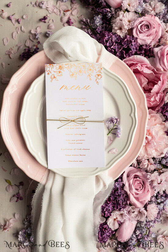 MENÜ & PROGRAMME  
 Glitzer/ Luxus Premium Luxus Glamour Goldfolie Hochzeitsmenü, Elegante weiße Hochzeitsmenü-Karten, Glamour Golden Shine Abendmenü, Handgemachtes florales Boho Hochzeitsmenü mit goldenem Schnur. 5/GOLDKAL/M