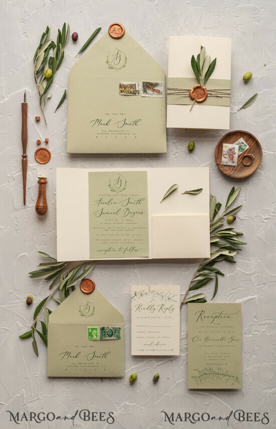 HOCHZEITS EINLADUNGEN Moderne Einladungen Florale Karten Oliven Toskana Hochzeitskarten, Elegante einfache Hochzeitseinladung Suite • Griechische Reise Hochzeitsstationery • Natürliche Oliven Luxus Hochzeitskarten 01/OL/z