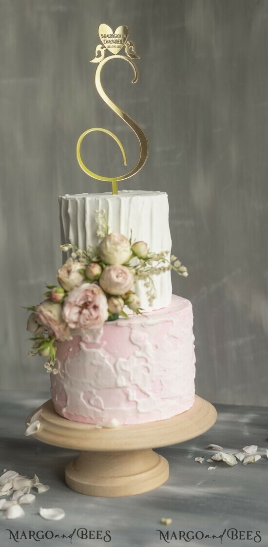 TORTENDEKORATION  
 Gold
 Hochzeitstorte Topper, goldener Torten Topper 17/gold/CT