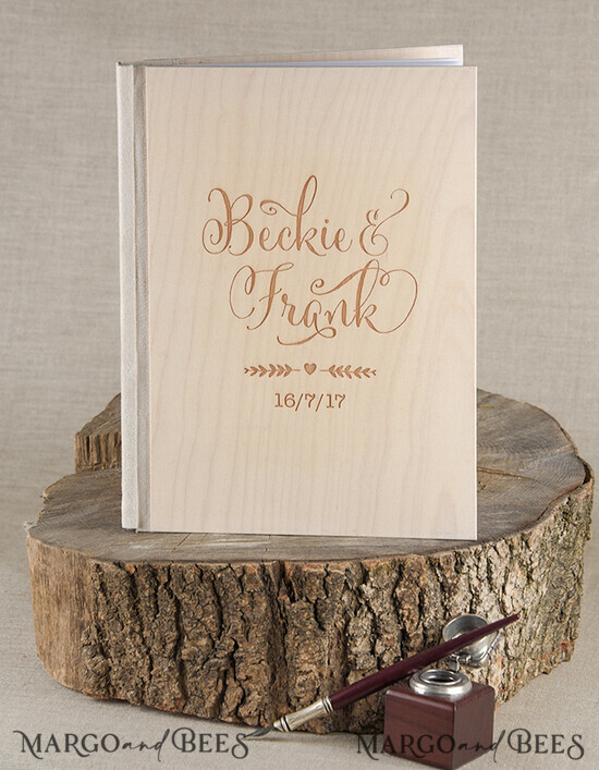 HOCHZEITS-GÄSTEBÜCHER Rustikales Holzgraviertes Fotoalbum Holz Hochzeitsalbum Boho Fotokabine Buch 01/BHW/kwg