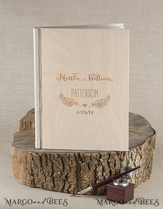 HOCHZEITS-GÄSTEBÜCHER Rustikales Holzgraviertes Fotoalbum Holz Hochzeitsalbum Boho Fotokabinenbuch 02/BHW/kwg