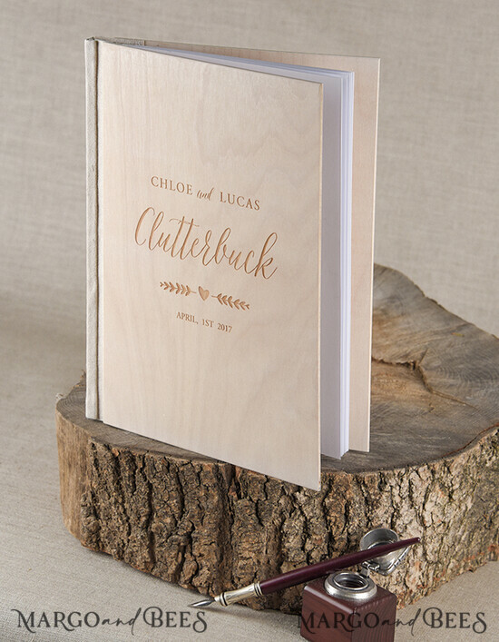 HOCHZEITS-GÄSTEBÜCHER Rustikales Holzgraviertes Fotoalbum Holz Hochzeitsalbum Boho Fotokabine Buch 08/BHW/kwg