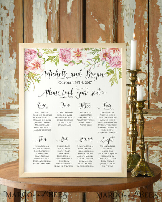 TISCHPLÄNE UND WILLKOMMENSCHILDER FÜR HOCHZEITEN Aquarell  1/Boho/PL