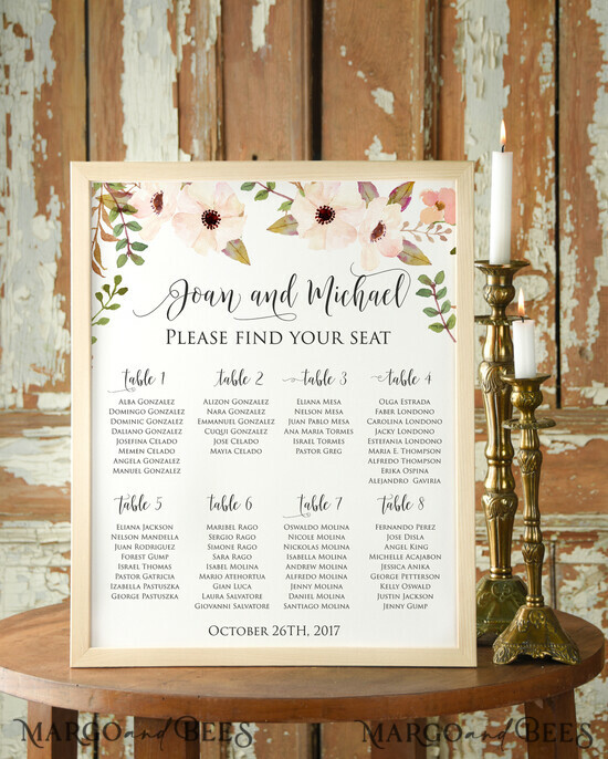 TISCHPLÄNE UND WILLKOMMENSCHILDER FÜR HOCHZEITEN Aquarell  5/Boho/PL