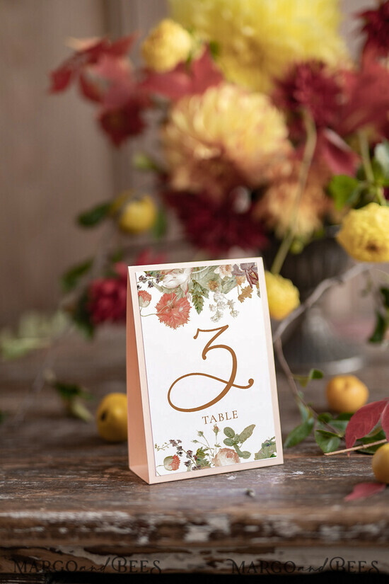 TISCHDEKORATIONSCHILDER   Aquarell Vintage Blumen Hochzeits Tischkarten, Kalligrafie Tischnummern, Hochzeitsbeschilderung, Romantische Hochzeits Tischnummern, Bearbeitbarer Text, Gartenblumen Tischdeko Schildchen 10/peaches/TN