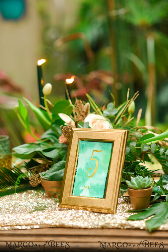 TISCHDEKORATIONSCHILDER   Aquarell Grüne Hochzeits-Tischkarten, Grünes Aquarell-Hochzeits-Schild, Hochzeits-Tischnummern, Bearbeitbarer Text, Tischdekoration Hochzeit, Botanisch personalisierte Tischnummern 01/gw/tn