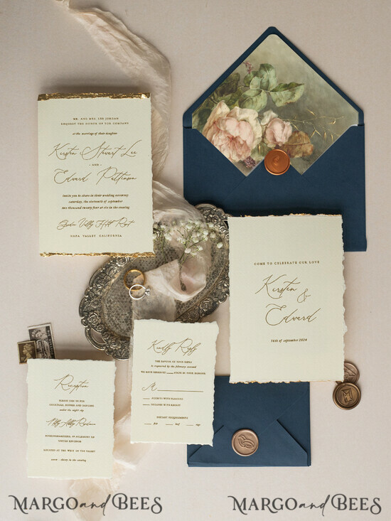 HOCHZEITS EINLADUNGEN moderne Kalligraphie / feine Kunst Elfenbein Gold Hochzeits Einladung, Florale Hochzeits Einladung, Toskana Italienische Einladung Suite, Kranz Monogramm Hochzeits Einladung Suite, Zackenrand Einladungen, Zerfledderte Kante Hochzeits Einladungen golden, Feine Kunst Hochzeits Einladung Suite, Zackenrand Papier 17/DEsu/z
