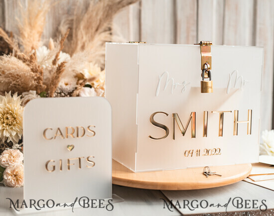 KARTONBOXEN  
 Acrylkartenbox Elegantes gefrorenes Hochzeitsset aus Acryl-Kartenbox mit Schloss und Zeichenkarten & Geschenke, personalisierte Hochzeitskartenbox, klare Kartenbox, Hochzeitskartenbox mit Deckel, Hochzeitsgeldbox, Hochzeitskartenhalter. 04/ACGDFR/CBoxLckS