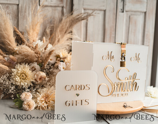 KARTONBOXEN  
 Acrylkartenbox Elegantes gefrorenes Hochzeitsset Acryl-Kartenbox mit Schloss und Signierkarten & Geschenke, personalisierte Hochzeitskartenbox, klare Kartenbox, Hochzeitskartenbox mit Deckel, Hochzeitsgeldbox, Hochzeitskartenhalter 03/ACGDFR/CBoxLckS