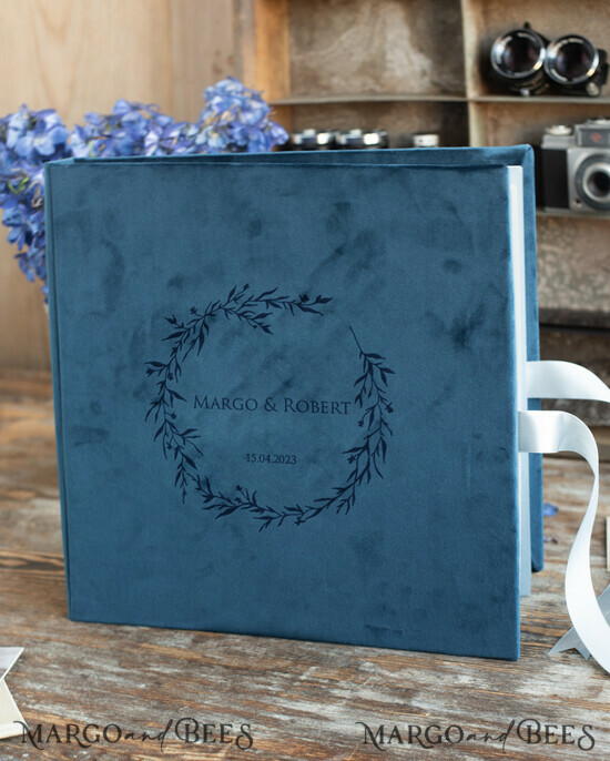 HOCHZEITS-GÄSTEBÜCHER Instax Sofortbildbuch Personalisierte blaue Hochzeitsgäste-Buch, Instant Hochzeitsfoto-Buch Instax • Samt Hochzeitsfoto-Gästebuch 01/velvetD/guestbook