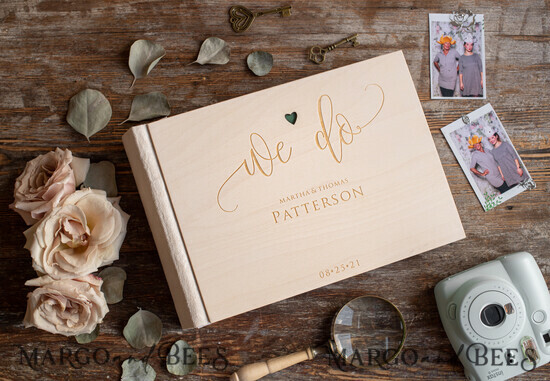 HOCHZEITS-GÄSTEBÜCHER Instax Sofortbildbuch Wir machen Holzehe-Gästebücher, Holzgravierte personalisierte Hochzeitsalben • Rustikales Fotobooth-Buch 05/woodP/kwg