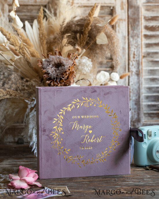 HOCHZEITS-GÄSTEBÜCHER Instax Sofortbildbuch Luxuriöses Blush-Pink Hochzeitsgäste Buch, Pink-Gold Samt Sofortbildbuch, Elegantes Samt Instax Hochzeitsfoto-Gästebuch mit schwarzen Seiten. 13/velvet/guestbook