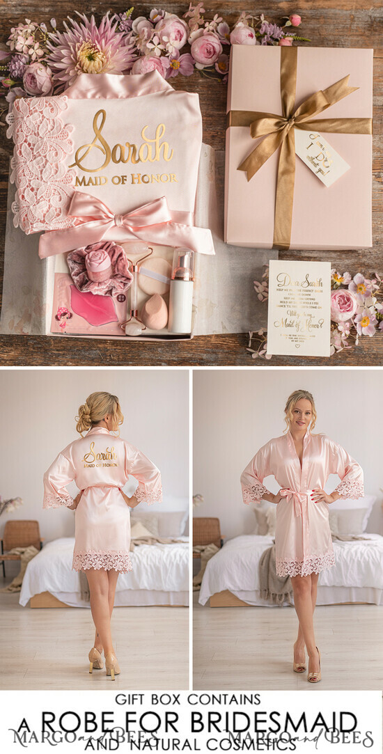 Brautjungfer/Trauzeuge Box WIRST DU MEINE BRAUTJUNGEFRIENDE SEIN? Brautjungfern Geschenkbox für die Trauzeugin, Satinrobe für die Brautjungfern-Anfrage, natürliches Set für die Hochzeit 02/BOXsatD/bridesmaid