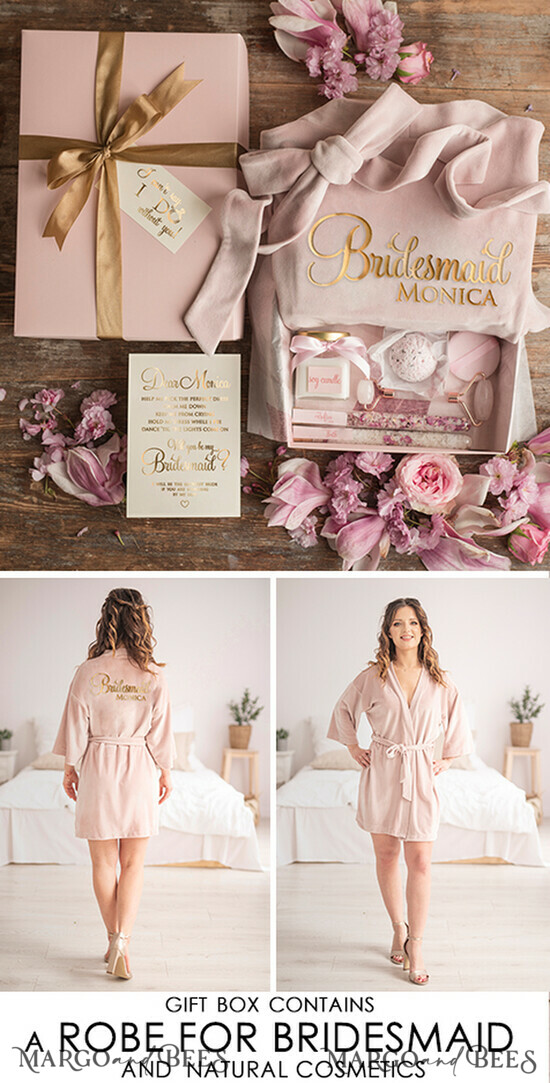 Brautjungfer/Trauzeuge Box WIRST DU MEINE BRAUTJUNGEFRIENDE SEIN? Brautjungfer Present Samtrobe, Danke Kosmetik GESCHENKBOX, natürliche Spa-Serie 01/boxDvelrobe/bridesmaid